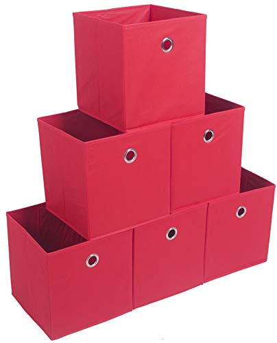 Amborido Storage Cubes Foldable Drawers Office Toys Room Organizer Cubby Clothes Fabric Kids Bins 6 Pack (Red) | The Storepaperoomates Retail Market - Fast Affordable Shopping