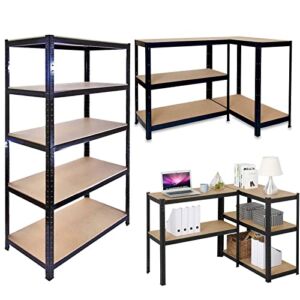 59″ x 28″ x 12″ Storage Shelves, Heavy Duty 5-Tier Garage Shelving Unit, Metal Multi-Use Storage Rack for Home/Office/Dormitory/Garage, Adjustable Height Boltless Easy Installation