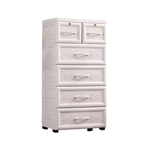 6 Drawer Plastic Dresser Storage Bins,Plastic Storage Drawers,Vertical Plastic Storage with Lock Dresser Organizer, Storage Dresser Plastic Cabinet Storage 4 wheels for Playroom Hallway Toy | The Storepaperoomates Retail Market - Fast Affordable Shopping