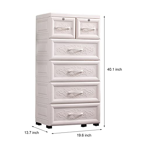 6 Drawer Plastic Dresser Storage Bins,Plastic Storage Drawers,Vertical Plastic Storage with Lock Dresser Organizer, Storage Dresser Plastic Cabinet Storage 4 wheels for Playroom Hallway Toy | The Storepaperoomates Retail Market - Fast Affordable Shopping