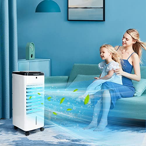 Aigostar Portable Evaporative air cooler, Portable Air Conditioner with Double Water Tank, 3 Modes w/Cooling & Humidification, 12H Timer & Remote Control Ultra-quiet Swamp cooler for Home & Office | The Storepaperoomates Retail Market - Fast Affordable Shopping