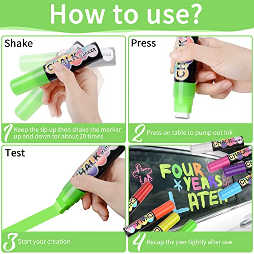 Jumbo Chalk Window Markers for Cars Glass Washable – 8 Colors Liquid Chalk Markers Pen With 15mm Wide Tips, Chalkboard Markers, Window Paint Markers for Car Decoration, Auto Glass, Poster, Business | The Storepaperoomates Retail Market - Fast Affordable Shopping