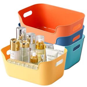 T Legend 4PCS Colorful Plastic storage bins,Cabinet organizer,Kitchen Organization,Pantry Storage Bins,Bathroom Organizer(4Color Arc edge)