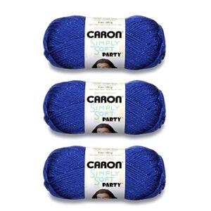 Caron Simply Soft Party Royal Sparkle Yarn – 3 Pack of 85g/3oz – Acrylic – 4 Medium (Worsted) – 164 Yards – Knitting/Crochet