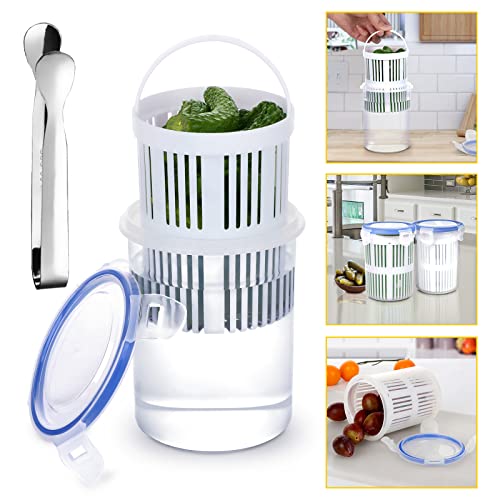 Garhelper Pickle Container Jar with Strainer,Pickle Holder Keeper Lifter,Pickles Olive LeakProof Juice Separator Sieve Food Saver Storage Container with Leak Proof Lock Lid&Clip for Keeping Food Fresh | The Storepaperoomates Retail Market - Fast Affordable Shopping