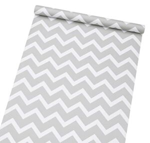 Self Adhesive Vinyl Grey Chevron Shelf Liner Contact Paper Dresser Drawer Liner for Kitchen Cabinets Cupboard Table Pantry Furniture Wall Decor 17.7X117 Inches