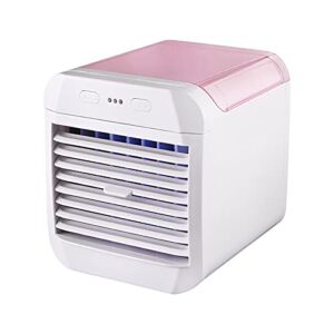 Portable Air Conditioner, Evaporative Air Cooler in 3 Speed, Rechargeable Evaporative Portable Air Cooler with LED Light for Home Office (pink)