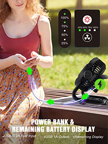 Rechargeable Fan Camping Fan for Tents, 10400mAh Portable Fans with LED Light, Emergency Power Bank and Clip, 16Hrs Last and Quiet Battery Powered Fan for Bedroom, Tents, Office, Summer, Home, Outage | The Storepaperoomates Retail Market - Fast Affordable Shopping