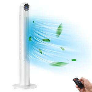 Tangkula 42-Inch Tower Fan with Remote Control, 80˚ Oscillating Standing Fan w/ LED Display, 12H Timer & 3 Wind Modes, Portable & Quiet Floor Bladeless Fan for Bedroom Living Room Home Office (White)