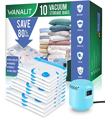 Vacuum Storage Bags with Electric Air Pump, 10 Pack (3 Jumbo, 3 Large, 4 Medium) Reusable Vacuum Sealer Compression Space Saver Bag for Clothes, Mattress, Blanket, Duvets, Pillows, Comforters, Quilt, Travel | The Storepaperoomates Retail Market - Fast Affordable Shopping