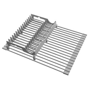 EMIERAI Upgraded Roll Up Dish Drying Rack( 21.5” x 13.1”) Over Sink Dish Drainer Foldable Stainless Steel Trivet for Kitchen Countertop