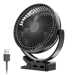 Sukadar Portable Clip on Fan, 10000mAh Rechargeable Battery Operated Fan, 24 Hours Work Time, 4 Speeds 8 Inch Personal Fan for Bedroom Outdoor Travel Camping Golf Cart Treadmill Home Office