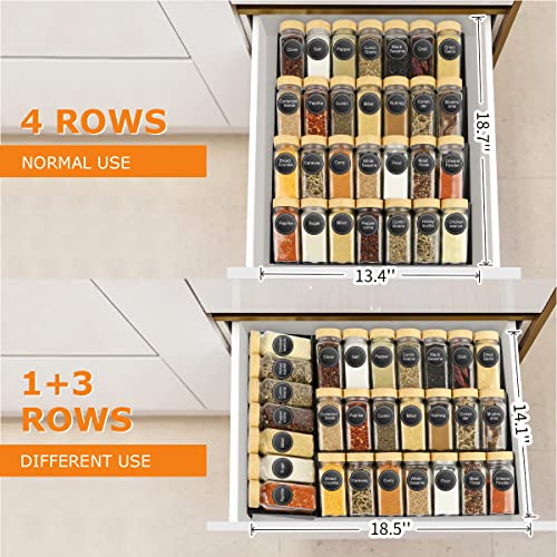 Spice Drawer Organizer, Spice Rack with 28 Spice Jars, 386 Labels, Marker & Funnel, 4 Tier Heavy Gauge Steel Seasoning Organizer Tray for Kitchen Drawer, Cabinets, Countertop, 13.4″ Wide x 18.7″ Deep | The Storepaperoomates Retail Market - Fast Affordable Shopping