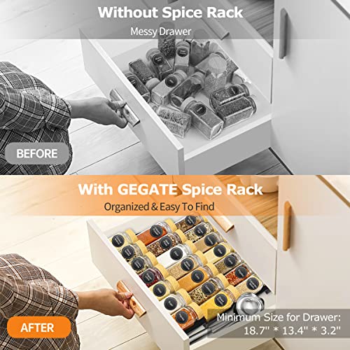 Spice Drawer Organizer, Spice Rack with 28 Spice Jars, 386 Labels, Marker & Funnel, 4 Tier Heavy Gauge Steel Seasoning Organizer Tray for Kitchen Drawer, Cabinets, Countertop, 13.4″ Wide x 18.7″ Deep | The Storepaperoomates Retail Market - Fast Affordable Shopping