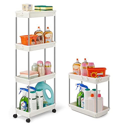Lifewit Undersink Organizer and 4 Tier Storage Rolling Cart for Kitchen Bathroom Office, White | The Storepaperoomates Retail Market - Fast Affordable Shopping