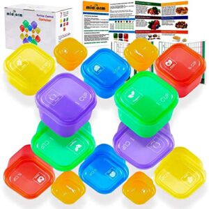 Portion Control Container and Food Plan (Labeled 14 Pcs) – 21 Day Portion Control Container Kit for Weight Loss – 21 Day Tally Chart with e-Book