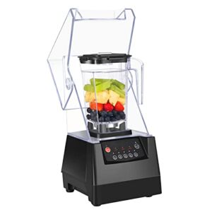 SYBO Super Quiet Commercial Blender with Soundproof Enclosure, Self-Cleaning 4D Blades for Ice Crushing, Smoothies and Puree, Professional Countertop Blender, Black