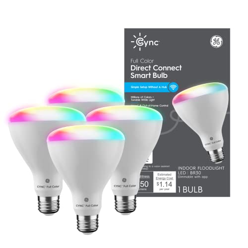 GE CYNC Smart LED Light Bulbs, Color Changing Lights, Bluetooth and Wi-Fi Lights, Compatible with Alexa and Google Home, BR30 Indoor Floodlight Bulbs (4 Pack) | The Storepaperoomates Retail Market - Fast Affordable Shopping