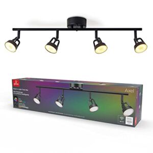 Globe Electric 57503 Wi-Fi Smart 4-Light LED Track Lighting, Matte Black, No Hub Required, Voice Activated, 28 W, 7 Watts per Track Head, Multicolor Changing RGB, Tunable White 2000K – 5000K