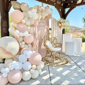 Sand White Balloon Garland Arch Kit-Sand White Balloons Double-Stuffed Peach Balloons for Wedding Baby Shower Bridal Engagement Anniversary Graduation Birthday Decorations
