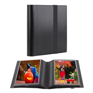 Small Photo Album 4×6 Photos Black Inner Page with Strong Elastic Band, Each Small Album Holds 64 Photos, 4×6 Mini Book Photo Pictures Album Birthday Christmas Photo Albums Wedding Anniversary (Black)