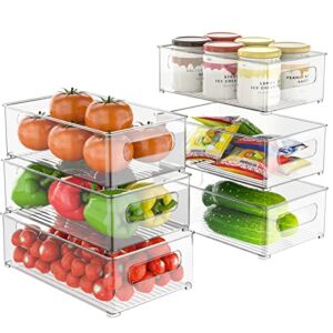 Refrigerator Organizer Bins – 6 Pack Fridge Organizers and Storage Clear, Three Size Clear Stackable Storage Bins for Pantry, Freezer, Cabinet, Drawer – BPA Free