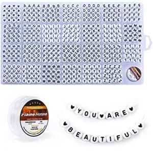 Eppingwin 1400 pcs Letter Beads, 4×7 mm Acrylic Beads, Beads for Jewelry Making, Beads for Bracelet Making, Alphabet Beads, in 28 Grid Box (White and Black)