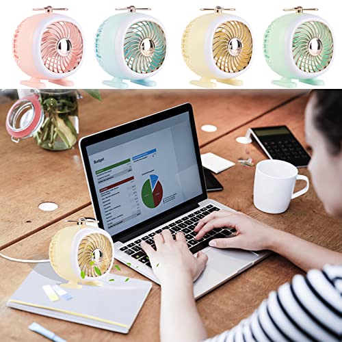 YOZEB 3 Level Speeds Mini Desk Fan, Rechargeable Operated Fan with LED Light Portable USB Fan Quiet for Home Office Student Bed Desk Crib Treadmill Camping (Green) | The Storepaperoomates Retail Market - Fast Affordable Shopping