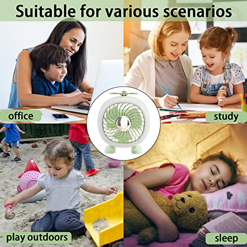 YOZEB 3 Level Speeds Mini Desk Fan, Rechargeable Operated Fan with LED Light Portable USB Fan Quiet for Home Office Student Bed Desk Crib Treadmill Camping (Green) | The Storepaperoomates Retail Market - Fast Affordable Shopping
