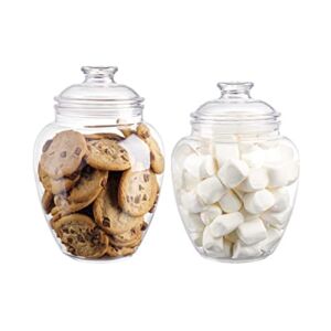 Candy & Cookie Apothecary Jars with Lids 148oz and 128oz Set of 2 – Acrylic Storage Containers – Cute Decorative Candy Jars with Lids – Candy Containers for Cookies, Candies, Sugar, Tea, Coffee, Herbs, Spices – Plastic Clear Jars with Lids- By The Candery