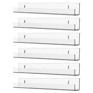UgyDuky 15 Inch Clear Acrylic Floating Wall Ledge Shelf Display Stand Acrylic Invisible Floating Bookshelves for Home Office Hotel Bedroom for Cosmetics Photos Books Spice (6 Pack)