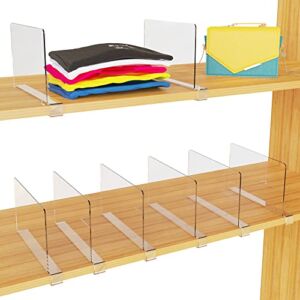 CRYSFLOA Acrylic Shelf Dividers 8 Pack Shelf Dividers for Closet Organization Wood Shelves Organizer Cabinet Shelf Separator for Home Office Cabinets Divider for Kitchen Set of 8