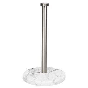 Winmien Paper Towel Holder with Marble Base, Kitchen Standing Paper Towel Roll Holder- for Bathroom Kitchen Countertop, Standard or Jumbo-Sized Roll Holder（Brushed Nickel + Stainless Steel）