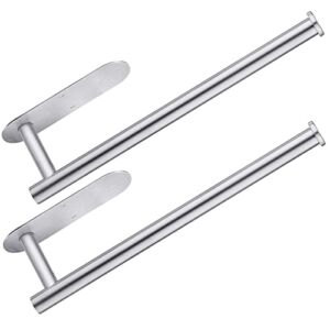 Paper Towel Holder Under Cabinet 2 Pack,Stainless Steel Paper Towel Holder Wall Mount for Kitchen, Bathroom, RV, Paper Towel Rack with Self Adhesive and Screws (Silver)