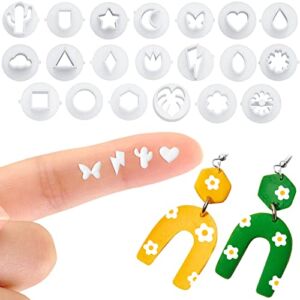 Polymer Clay Cutters for Earrings, Set of 20 Small Clay Earring Cutters for Polymer Clay Jewelry Plastic Clay Molds Different Shape Ceramic and Pottery Tools for Jewelry Making (Stylish Style)