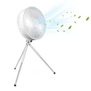 Flexible Tripod USB Desk Fan 3 Speeds Portable Personal Tent Fan Battery Operated Outdoor Portable Quiet Camping Lantern for Camping,Home Office,Bedroom,Table,Picnic, Barbecue,Travel (White)