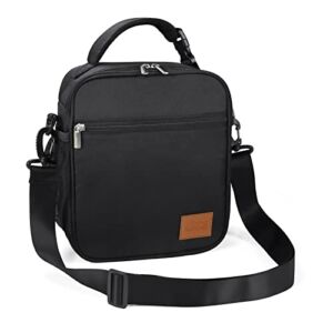 Moyad Black Lunch Bag, Insulated Lunch Box with Shoulder Strap, Reusable Lunch Bags Lunchbox for Men Women, Slim Lunch Boxes Cooler Bags Lunchbag for Work Office School, Loncheras Para Hombres