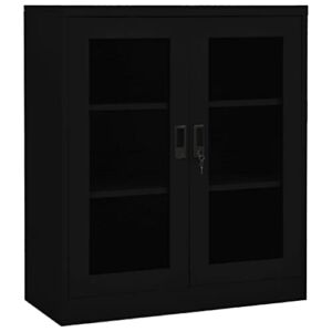 NusGear Office Cabinet Black 35.4″x15.7″x41.3″ Steel