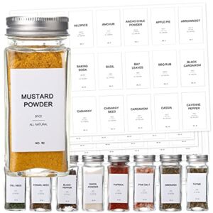 258 Waterproof Spice Jar Labels, Preprinted Spice Stickers, Minimalist Kitchen Seasoning Herb Bottle/Container Labels, Rectangle(Jars Not Include)