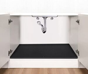 Under Sink Mat, Kitchen Cabinet Mat, Waterproof Cabinet Protector & Drip Tray Liner 34 × 22 in(Black)