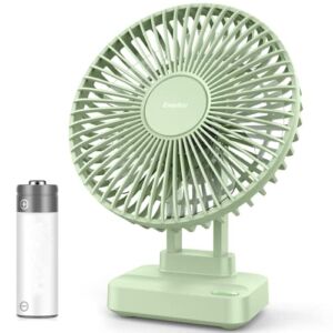 EasyAcc Battery Table Fan, Air Circulation 5.5H-23H with 3 Speed Rechargeable Desk Fan, 90° Adjustable Quiet Powerful Portable Fan for Bedside Kitchens Dressing Tables- Green