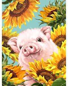SNMUW Paint by Number for Adults, Sunflower and Piglet DIY Painting On Canvas, Acrylic Paint by Numbers for Beginner, Paint by Numbers for Kids, Perfect for Home Wall Decor Gift 16×20 Inch 