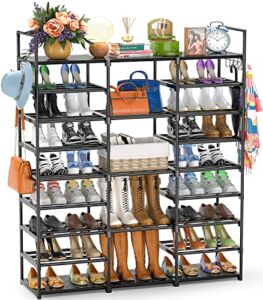 Huolewa Shoe Rack Storage Organizer, 9 Tier Large Shoes Rack for Entryway Closet, Free Standing Shoes Shelf Stand, Sturdy Big Black Metal Space Saving Shoe Rack for 50-55 Pair Shoe Boot Storage