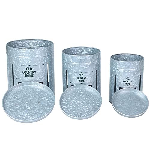 Saratoga Home Onion and Potato Storage for Pantry Extra Large Set of 3 Sprout-Free Galvanized Metal Potato Bin and Vegetable Keepers, Removable Farmhouse Labels and Marker Included, Silver | The Storepaperoomates Retail Market - Fast Affordable Shopping