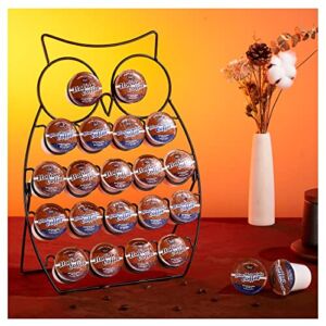 K Cup Holder, Kcup Coffee Pods Holder, Owl K cup Coffee Capsule Holder, Farmhouse Coffee Pod Holder for Home Counter Coffee Bar, Holds 20 Coffee Pods（Black）
