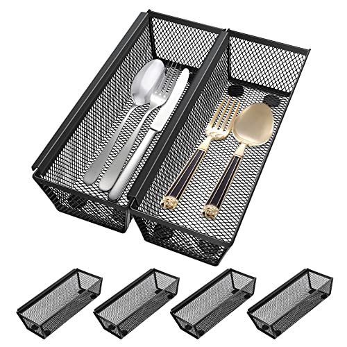 Drawer Organizer, Silverware Drawer Organizer for Kitchen, Utensil Mesh Drawer Organizer with Interlocking Arm for Flatware, Knives, Pen, Cosmetic by Sisfung (9*3*2 inch, 6-Pack) | The Storepaperoomates Retail Market - Fast Affordable Shopping