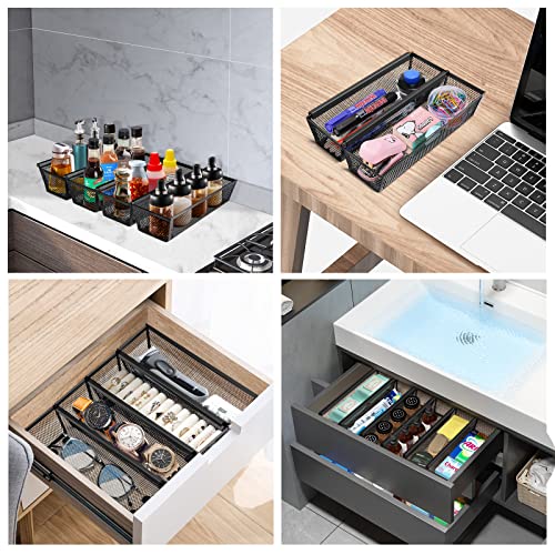 Drawer Organizer, Silverware Drawer Organizer for Kitchen, Utensil Mesh Drawer Organizer with Interlocking Arm for Flatware, Knives, Pen, Cosmetic by Sisfung (9*3*2 inch, 6-Pack) | The Storepaperoomates Retail Market - Fast Affordable Shopping