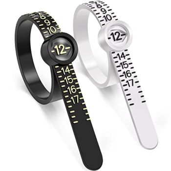 2Pcs Ring Sizer Measuring Tool Reusable Finger Size Gauge Measure Set Jewelry Sizing Tools 1-17 USA Rings Size (White+Black) | The Storepaperoomates Retail Market - Fast Affordable Shopping