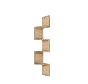 RongFeng Corner Shelf 4 Shelves for Wall Storage, Easy Assemble Floating Wall Shelf for Bedroom and Living Room (Brown)