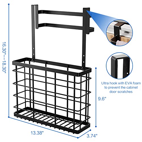 LIVOD Cabinet Door Organizer, Over The Cabinet Door Organizer with Double Towel Bars, Cutting Board Organizer with Towel Holder, Kitchen Cabinet Organier for Pantry, Baking Sheet, Plastic Wrap, Black | The Storepaperoomates Retail Market - Fast Affordable Shopping